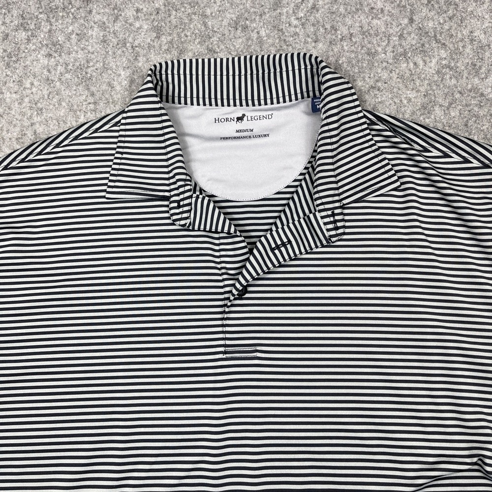 Horn Legend Black Stripe Polo Shirt Performance Luxury Mens Medium